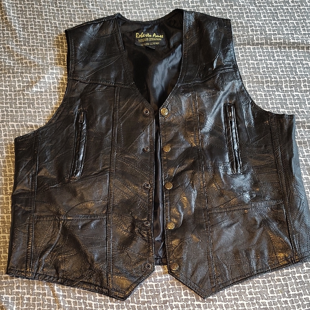 Roberto Amee Black Leather Vest